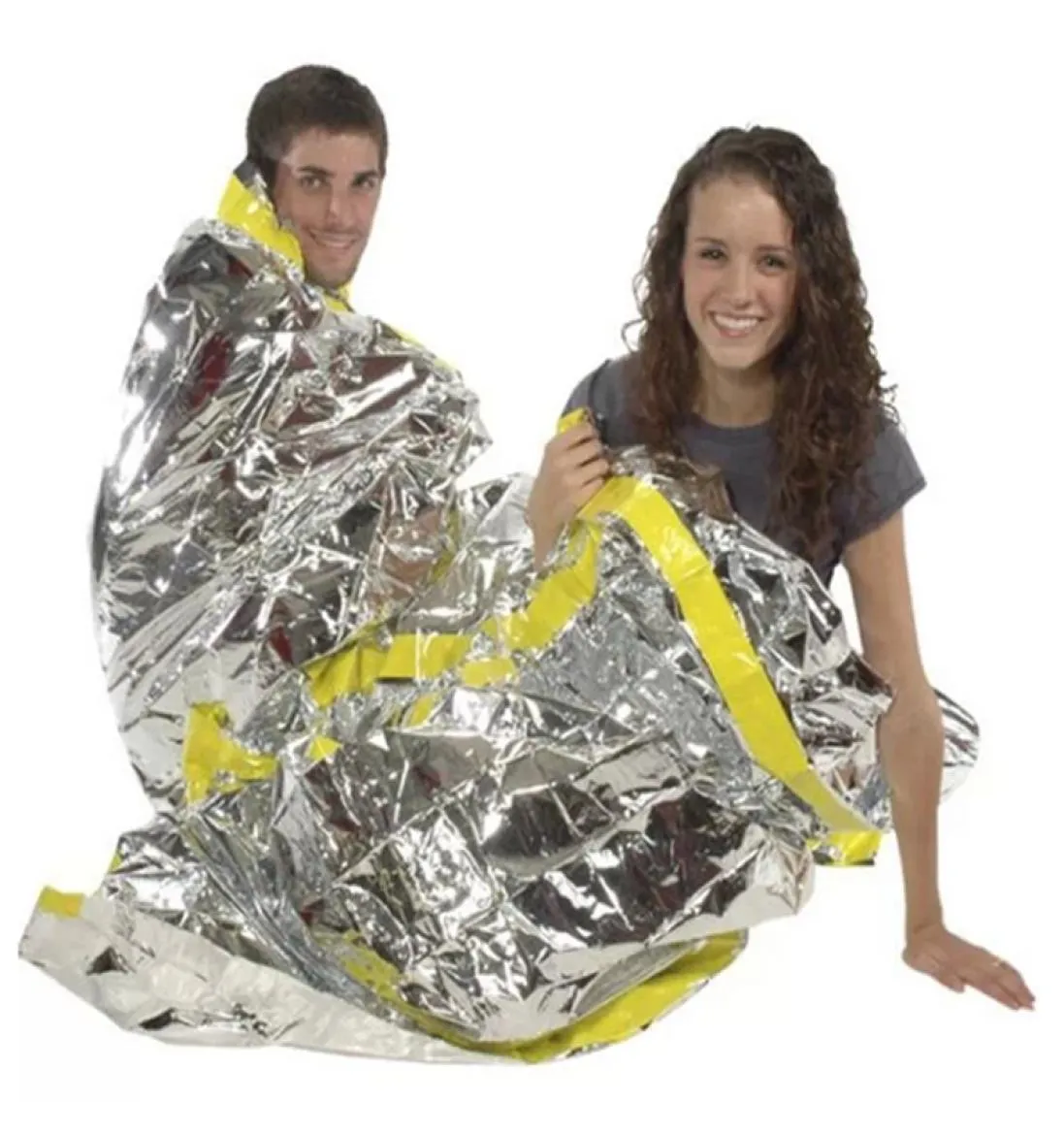 200100CM Portable couverture de protection solaire d'urgence faveur de fête feuille d'argent Camping survie chaud en plein air adulte enfants sac de couchage R7745172