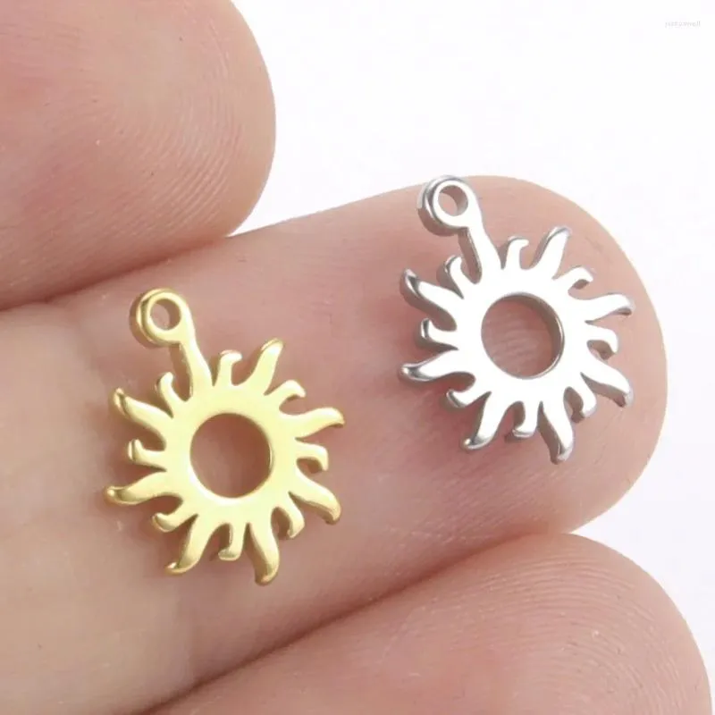 Charms WZNB 5 Stück himmlische Sonnenblume Rahmen Edelstahl Anhänger für Schmuckherstellung DIY Halskette Ohrring Zubehör Material