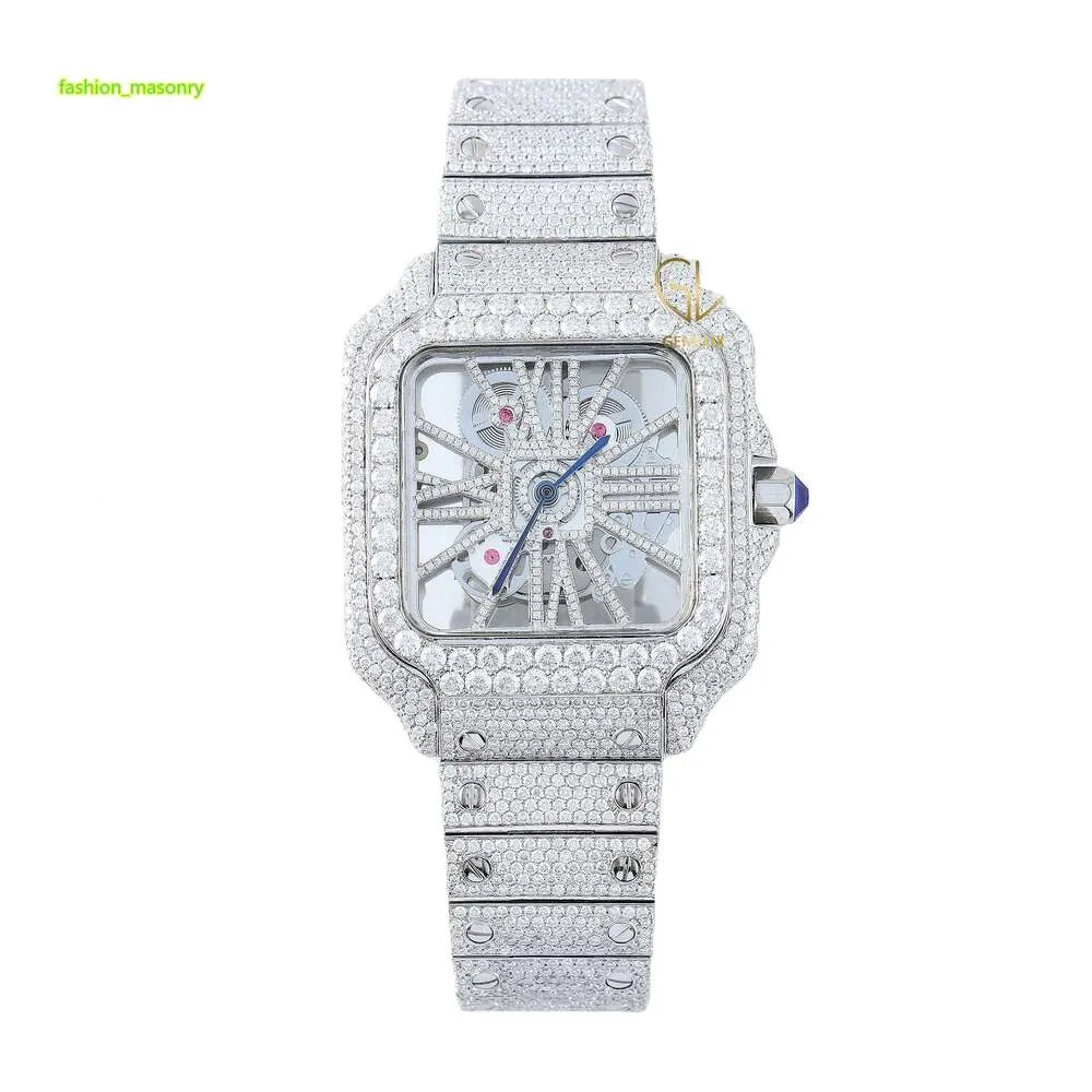 D Vvs Round Brilliant Cut Crystal Moissanite Diamond New Trendy Customized Jewelry Men Charming Fully Iced Out Wrist Watch