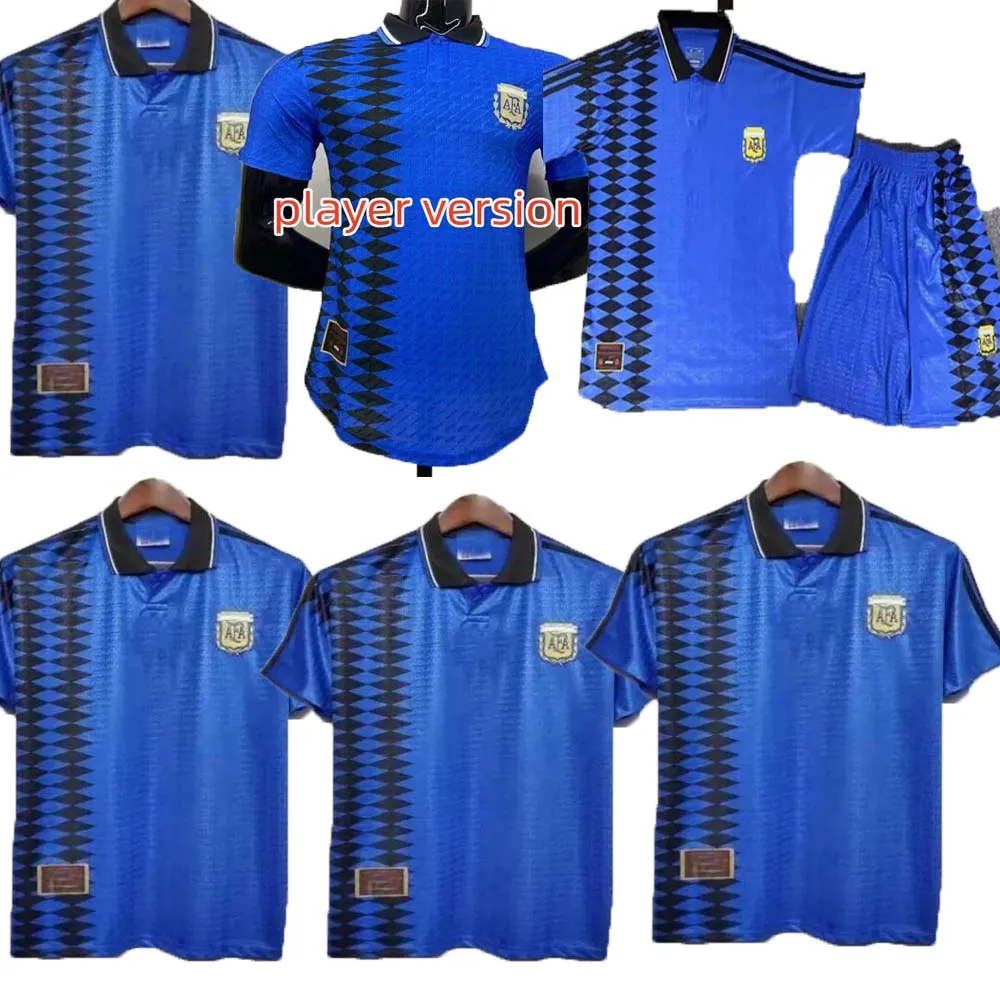 1994 Rétro Argentine Soccer Jerseys Hommes Kit Classique Maradona Vintage Football Shirt Messis RIQUELME CRESPO TEVEZ ORTEGA BATISTUTA