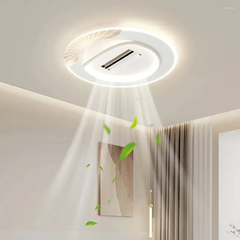 Rond Acrylique Style Nordique Minimaliste LED Ventilateur De Plafond Avec Lumière Pour Chambre Salon Moderne Sans Lame