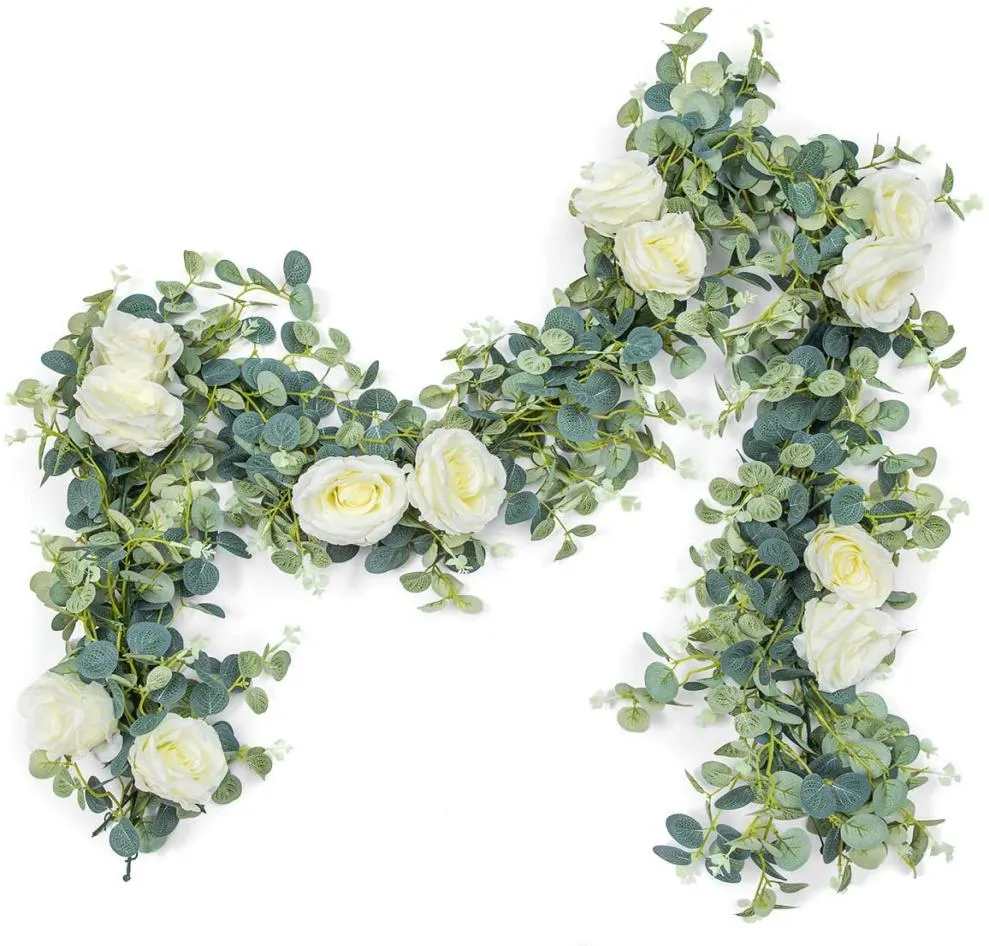 Artificial Eucalyptus Flowers Willow Leaves Garland Vine Wedding Decorative Flower Greenery Home Decor Outdoor Party Table Wall Gr3651591