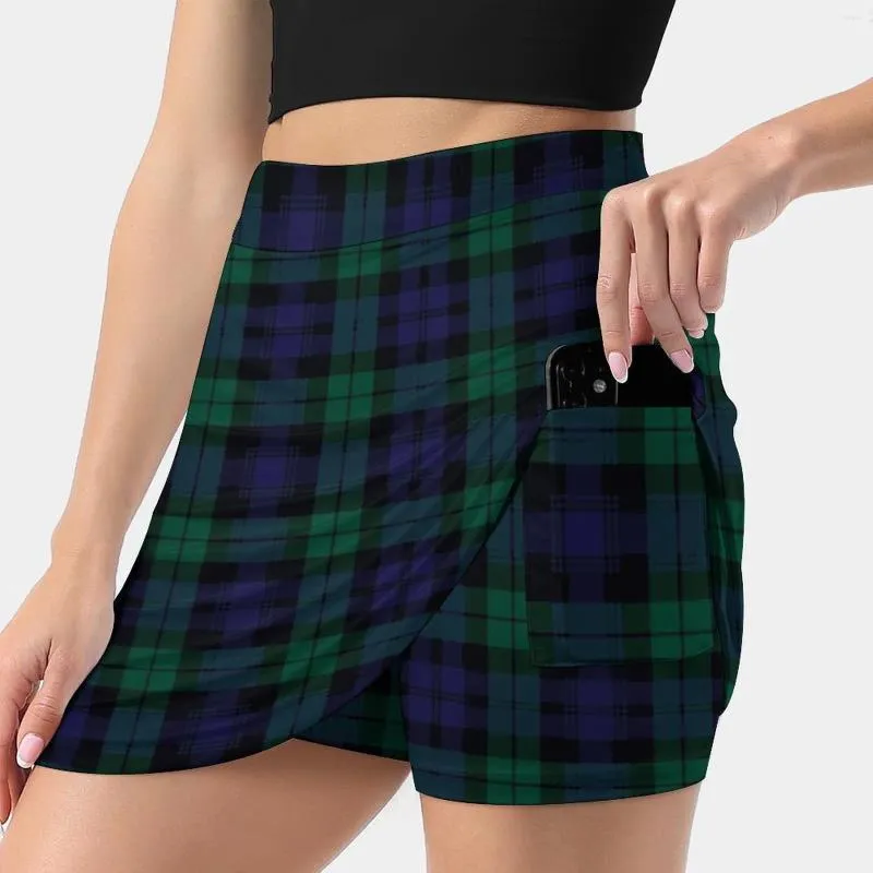 Spódnice Blackwatch Tartan | Nowoczesna słodka niebieska i zielona kraciastka kobieta moda 2024 spit spitt