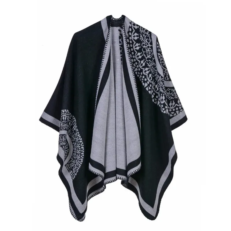 Marca de luxo ponchos casaco cashmere cachecóis feminino inverno quente xales e envoltórios pashmina grosso capas cobertor femme cachecol 240109