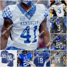 Football Jerseys Custom 2023 Kentucky Wildcats Football Jersey NCAA College Lynn Bowden Benjamin Snell Josh Allen Akeem Hayes Kavosiey Smoke Couch Cobb Rose