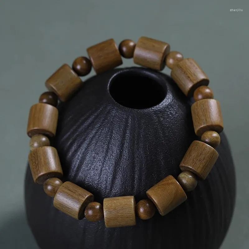 Bracelet argentine vert bois de santal violet clair bois d'agar noir poire 12mm baril perles séparables hommes Bracelet cadeau bague