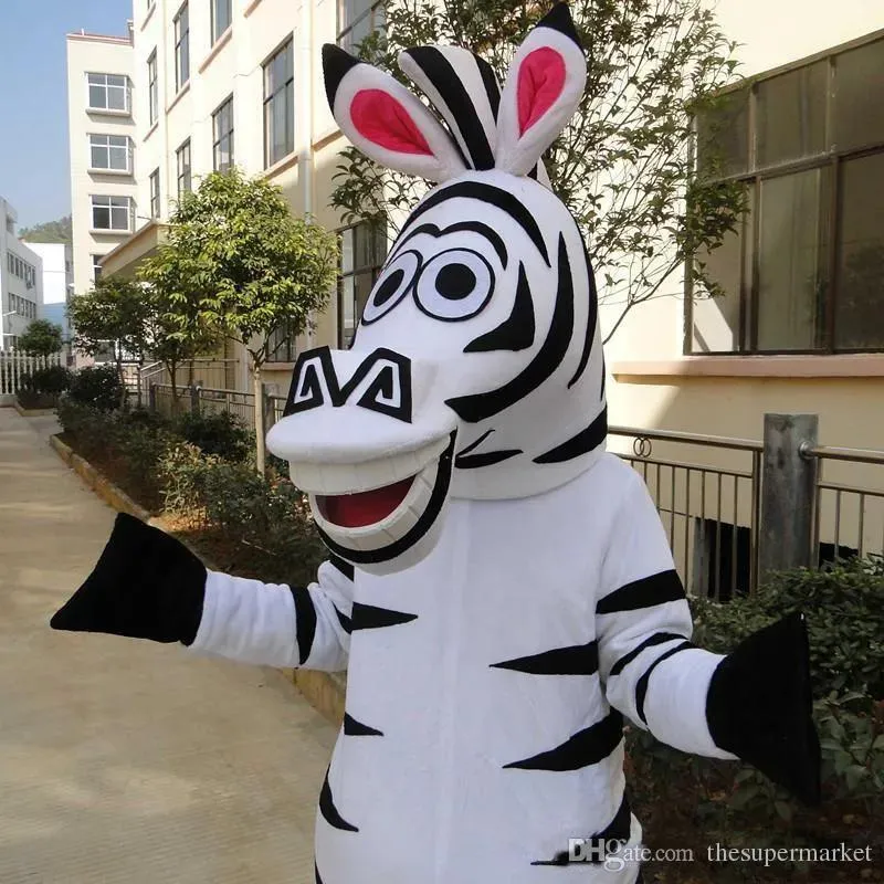 Kostümler Madagaskar Zebra Maskot Karikatür Hayvan Maskot Kostümleri Cadılar Bayramı Kostüm Fantezi Elbise Yetişkin Boyutu Yüksek Kalite Ücretsiz Nakliye