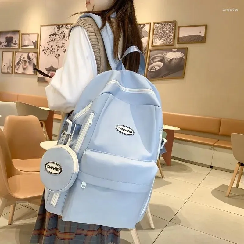 Borse da scuola Ragazza Borsa da viaggio viola impermeabile Borsa da donna in nylon per laptop Libro Moda alla moda Zaino da college femminile carino per donna Cool