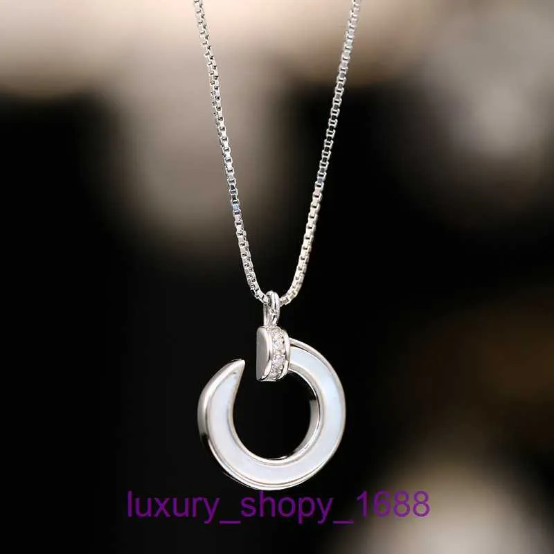 Bildäcks halsband hjärthalsband smycken hängen s925 silver geometri halsband kort hem nagel vit enkel smycken krage med originallåda