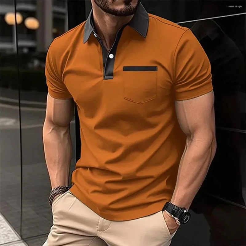 Polo da uomo Tasca estiva con risvolto POLO Camicia Casual a maniche corte in jersey con cavallo T-shirt moda ufficio Traspirante Sh