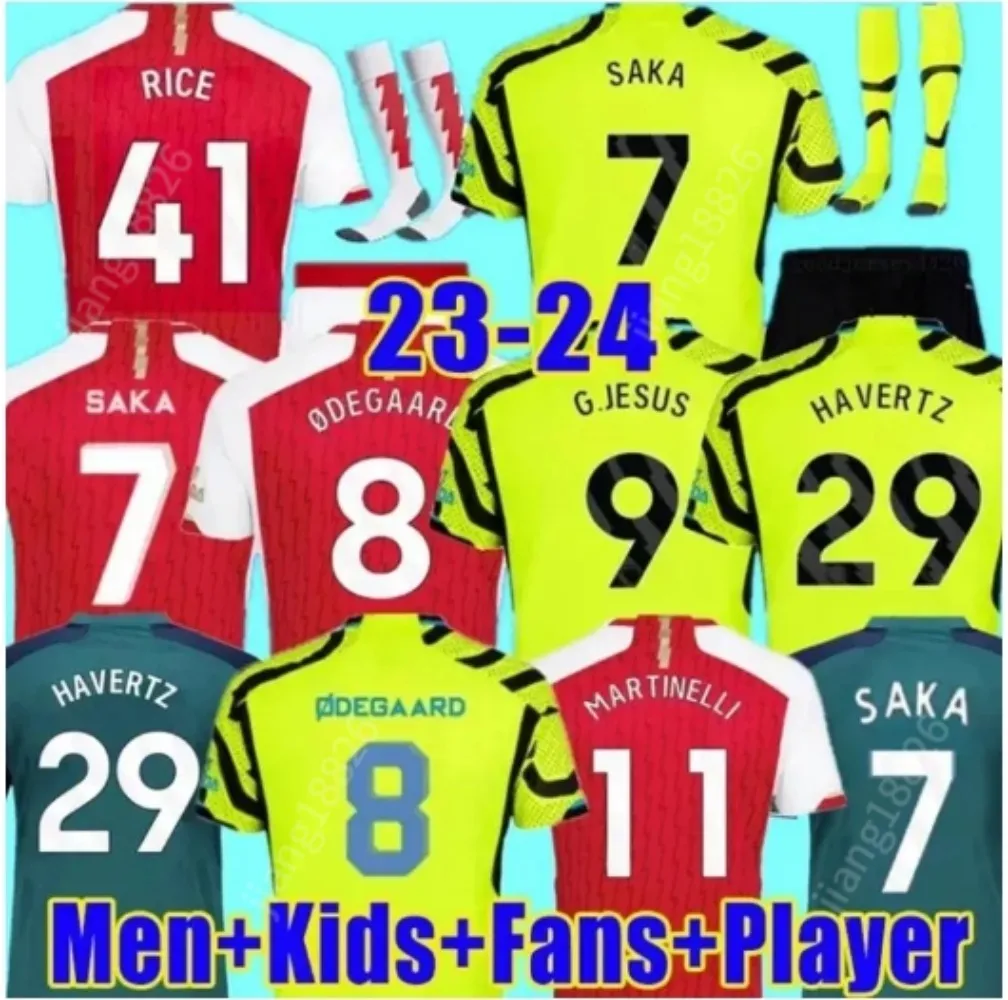 Arsenal23 24 Saka Arsen camisas de futebol SMITH ROWE G.JESUS SALIBA Fãs versão do jogador ODEGAARD MARTINELLI 23 24 NKETIAH kits de futebol camisa homens crianças meninos conjuntos uniformes