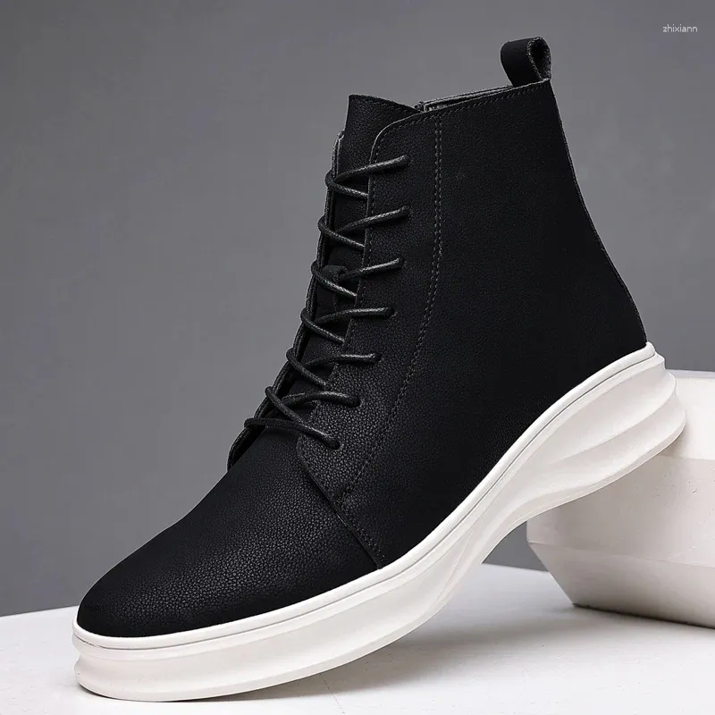 Botlar Erkekler Lüks Moda Akşam Balo Elbisesi Orijinal deri bağcıklı marka tasarımcısı ayakkabılar siyah trend kovboy bot ayak bileği botas adamı