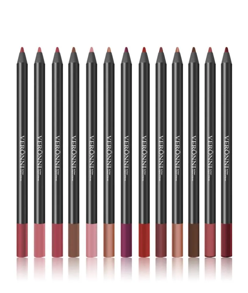 Marka Veronni Matte Lip Liner Makeup Ołówek 13 Kolory długotrwałe wielofunkcyjne usta Oczy Pigmentowane nagie lipliner Pen Cosmetics9960814