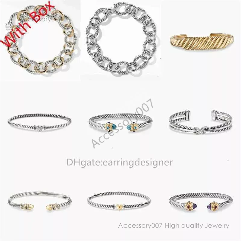 Bracelet de bijoux de créateur Bracelet de créateur Dy Mode Fil torsadé Bracelets ronds Câble X Or Femmes Mode Sterling Sier Plaqué Chanvre Cadeau