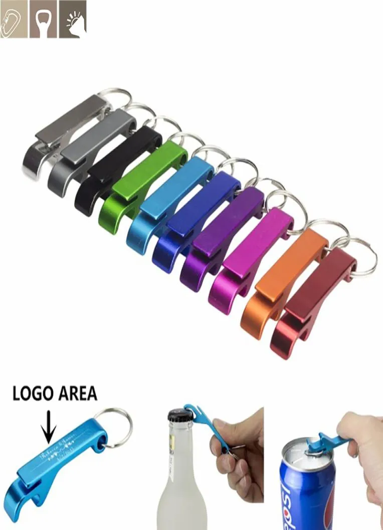 Ölflasköppnare Keychain Ring 4 i 1 Pocket Metal Aluminium Wine Beverage Jar Opener Can Personlig logotyp Bröllop Favor Gift KI5381888