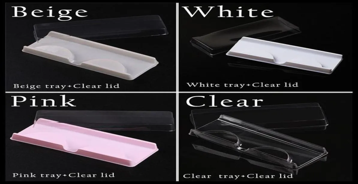 Scatola di imballaggio per ciglia in plastica Strumenti per il trucco Trasparente Bianco Rosa Beige Copertura per vassoio per ciglia finte Custodia singola4972579