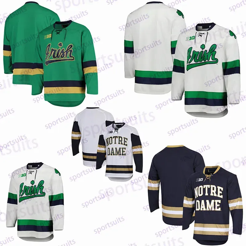 Camisas de hóquei Notre Dame Fighting Irish NCAA Hockey Jersey 24 Drew Bavaro Leivermann Adam Karashik Brady Bjork Trevor Janicke Jack Williams 91