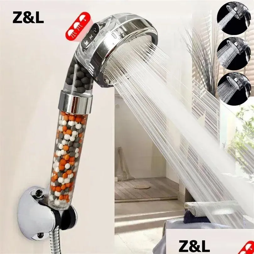 Banyo Duş Başlıkları 3 Mod Ayarlanabilir El Duş Başlıkları Basınçlı Su Tasarrufu Anyon Mineral Filtresi Yüksek Basınç Head220401 DHPID