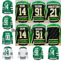 Thr 14 Jamie Benn Jersey 91 Tyler Seguin 21 Jason Robertson Hockey Jerseys Black Green White Stitched