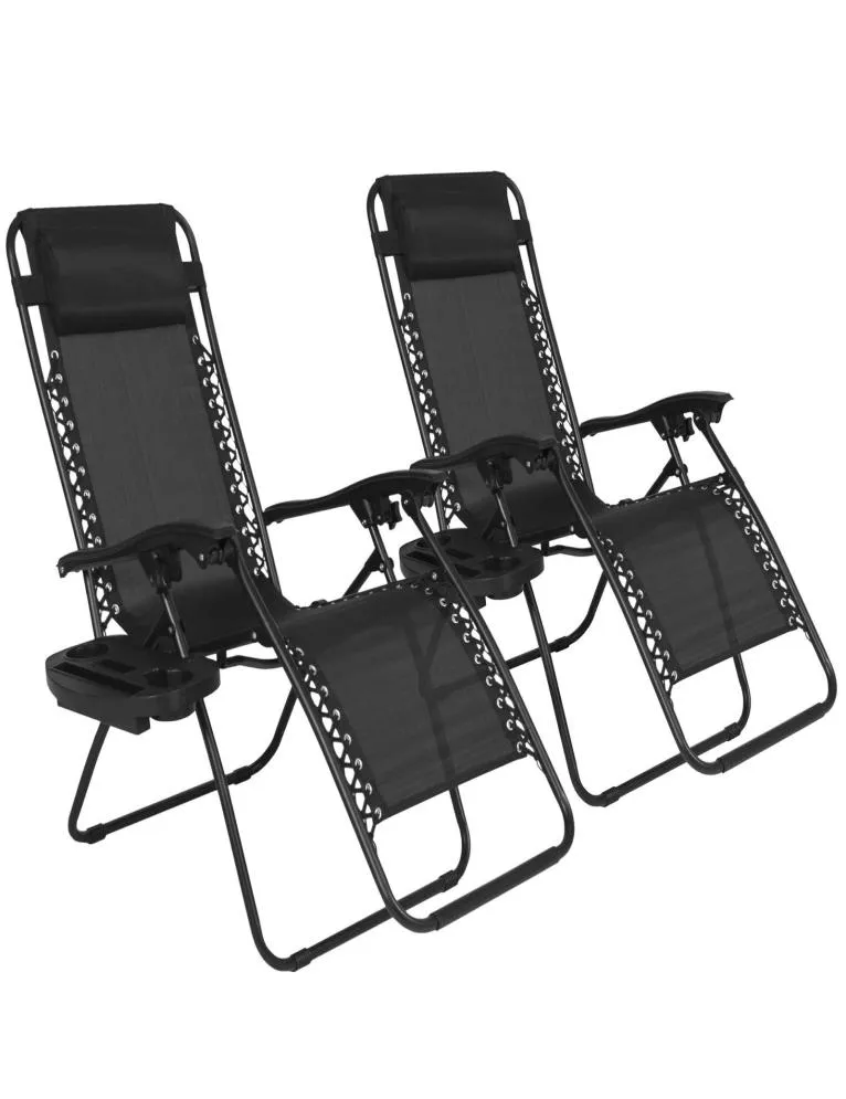 Zero Gravity Chairs Case O Black Lounge Patio Chairs Outdoor Yard Beach New4221500