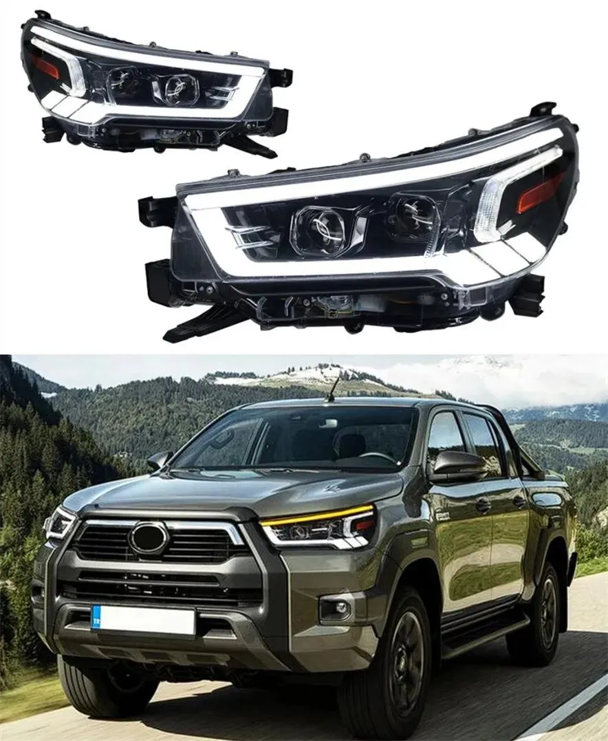 Farlar 20 212023 için farlar Toyota Hilux Revo Head Lights LED Stil Değiştirme DRL Gündüz Işıkları Sinyal Farları Dönüş