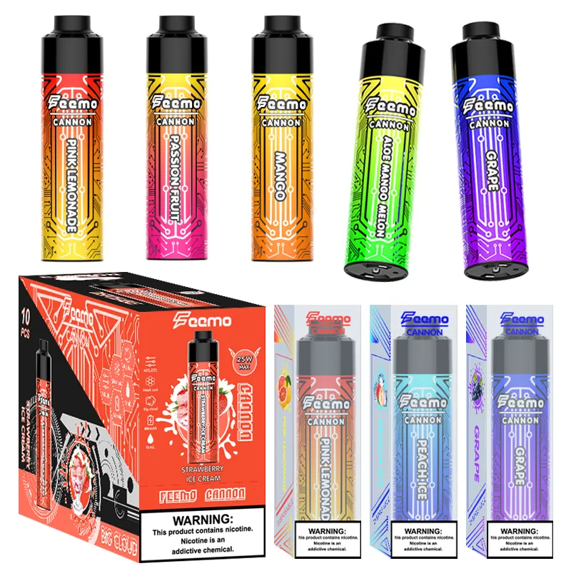 EU US Lokaal magazijn Bladerdeeg 10k wegwerp vape-pen Big Cloud Feemo Cannon Wegwerp vape-pen type-c kabellading met 0,5 ohm-weerstand voor een goede prijs