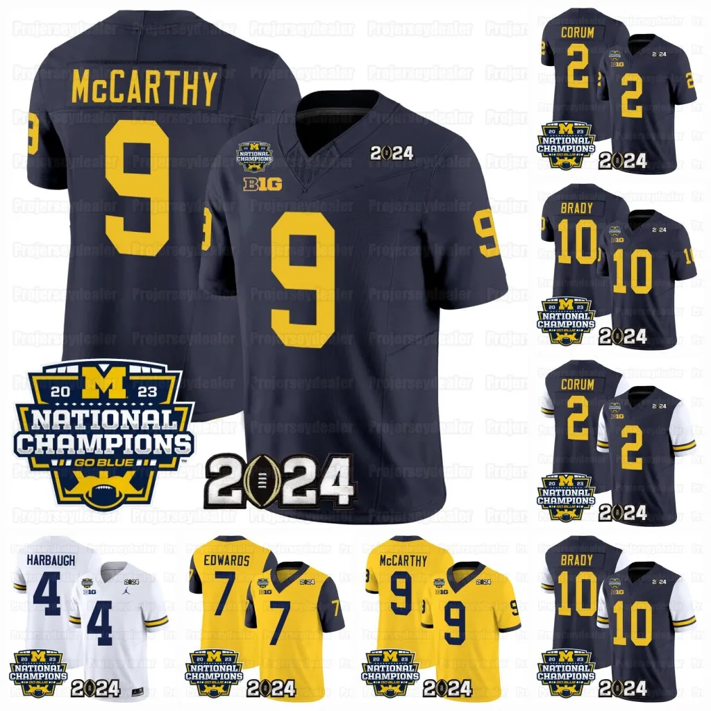 Michigan Wolverines 2024 Champions nationaux NCAA College Football Jersey J.J. McCarthy Blake Corum 1 Roman Wilson Michael Barrett Jayden Denegal Davis Warren Morris