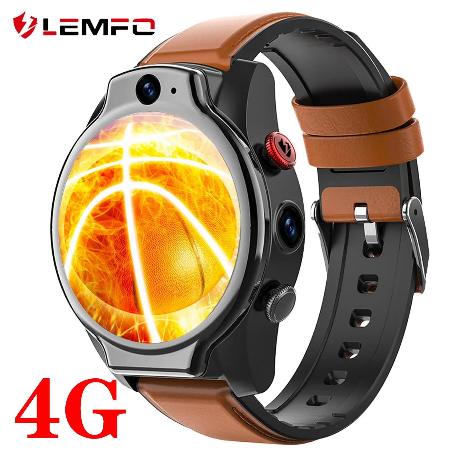 Horloges LEMFO Smartwatch 4G Android 10 64G ROM LEM14 Smart Watch Heren 5ATM waterdicht Simkaart camera GPS WIFI 1100mAh 1.6 inch 400*400