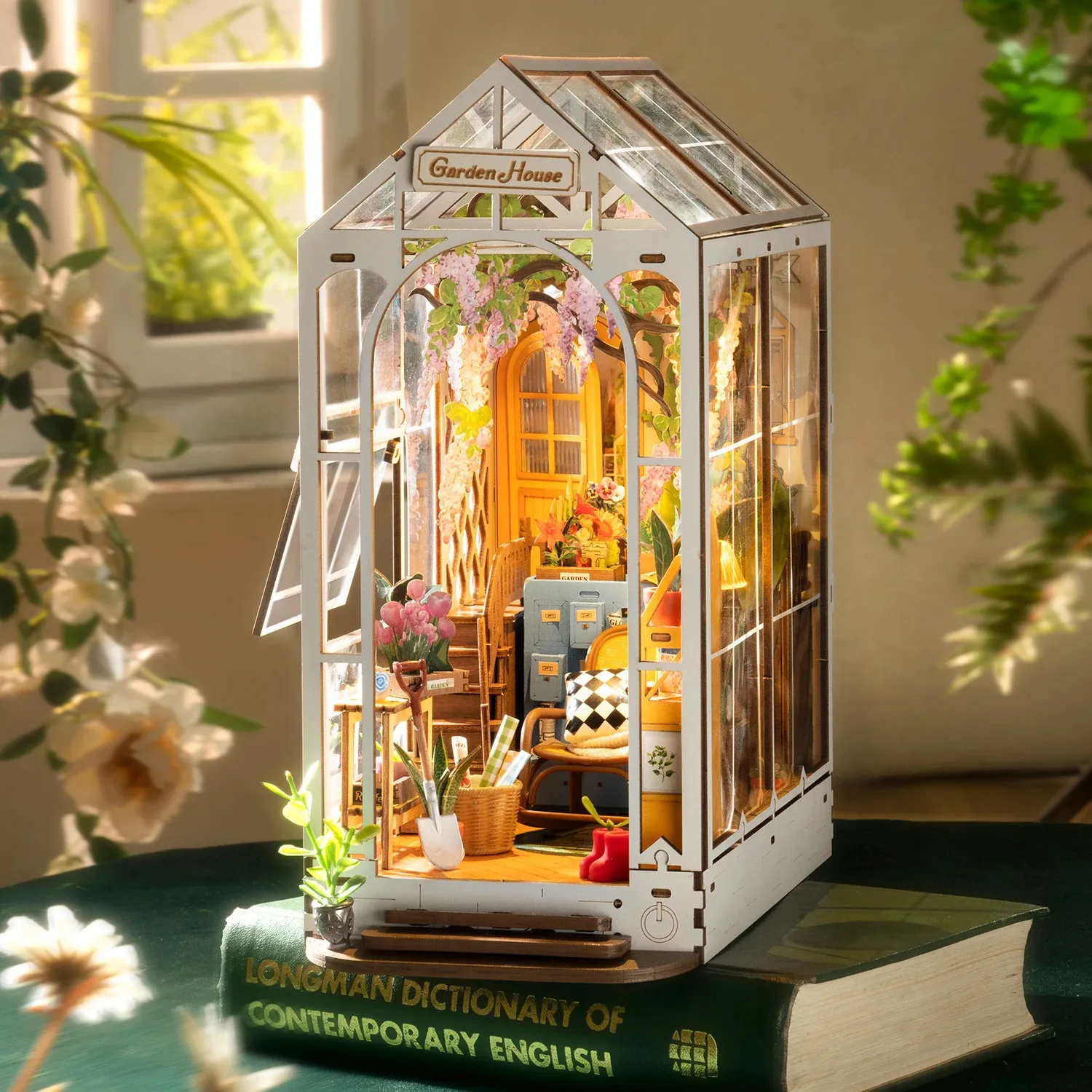 Robotime Rolife DIY Book Nook Gardenhouse With Lights Easy Assemble Gift for Child TGB06 240108