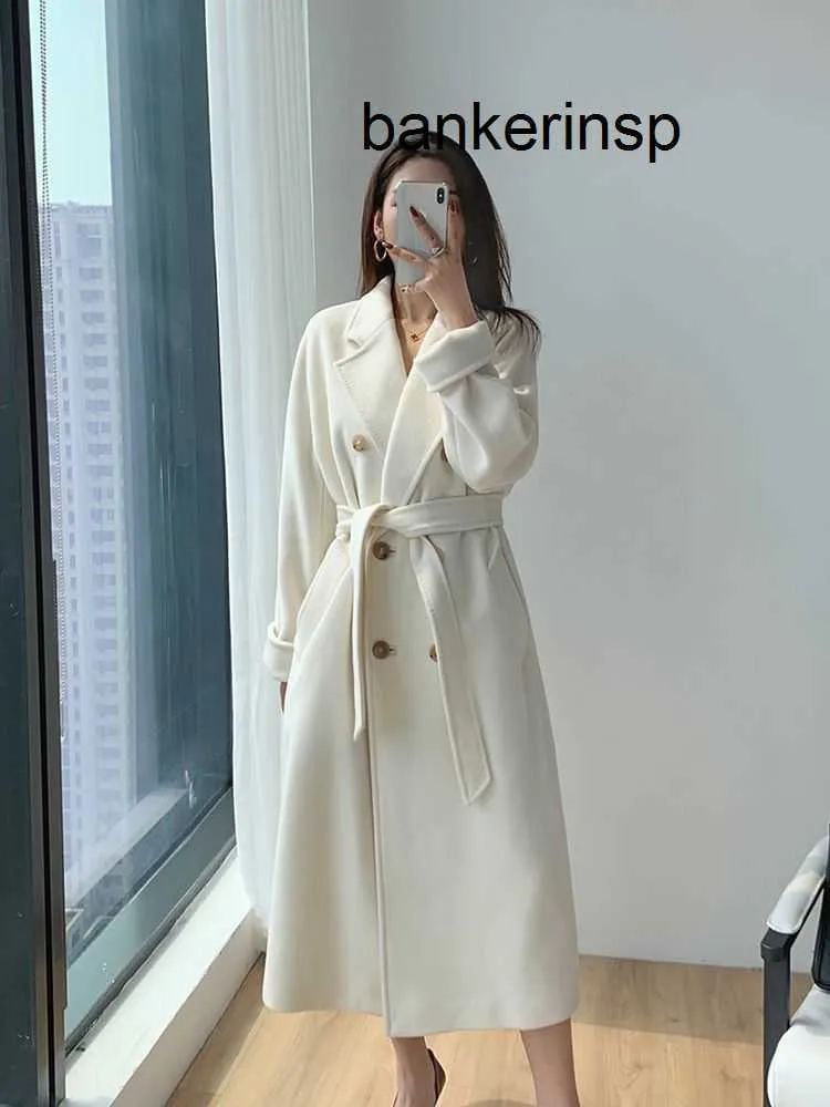 Casaco de luxo maxmaras 101801 casaco de lã pura casaco de lã de caxemira versátil fora da temporada folga moda e estilo de luxo elegante