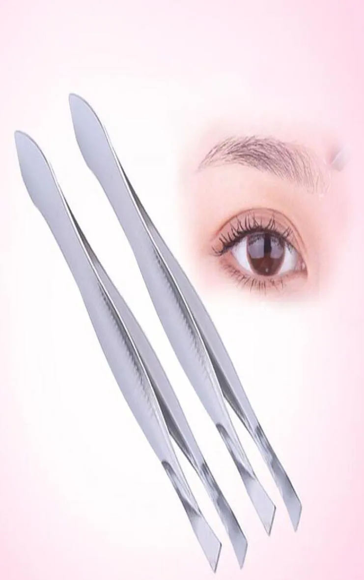 Stainless steel Bevel eyebrow clip cosmetic makeup tools eyebrow tweezers 2418151