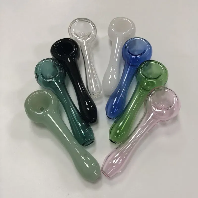 4 Inch Spoon Pipes Glass Oil Burner Pipe Multicolor Smoking Hookah Tobacco Colored Mini Small Handpipes Straight Tube Accessories