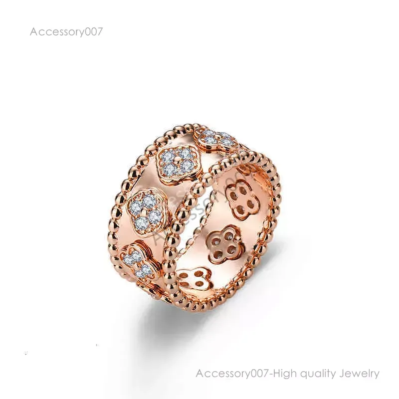 designer sieraden ringen Geluk Bloem Ringen Sieraden Ontwerper voor Vrouwen Vier Blad Ringen Klassieke Volledige Diamant Mans Sieraden Ring Bruiloft Groothandel Dhgate s s