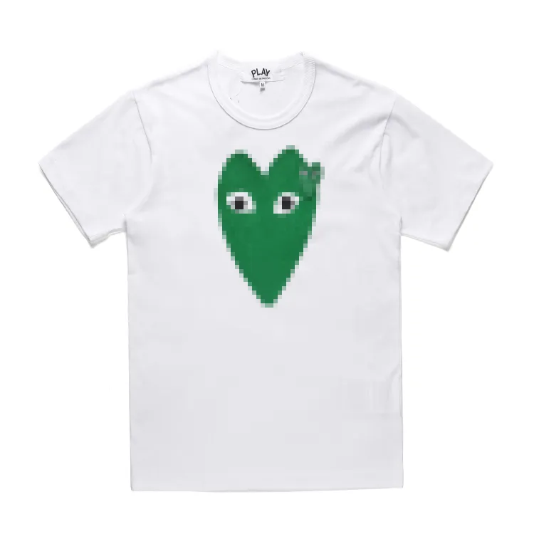 Designer TEE Com Des Garcons PLAY Logo Play maglietta da uomo Green Hearts della migliore qualità, taglia EURO