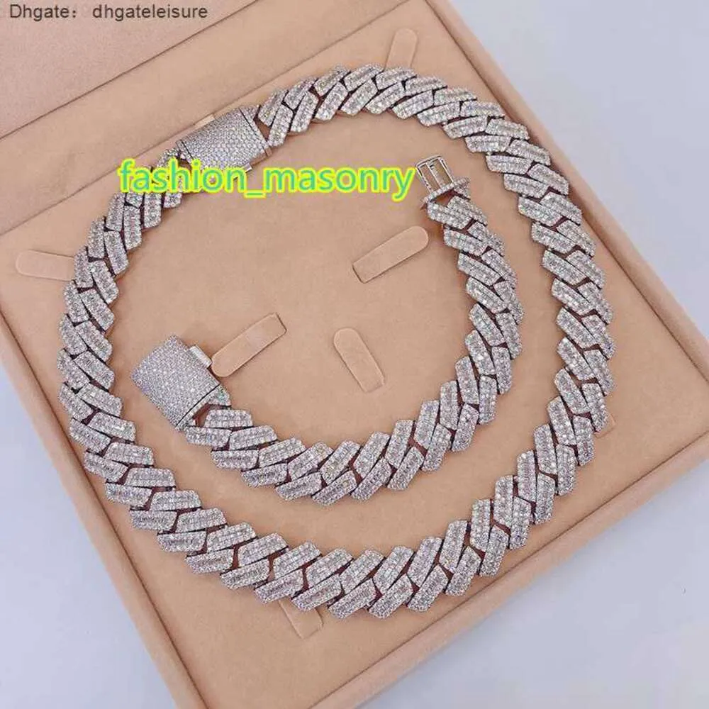 Iced Out Vvs1 Золотая цепочка с муассанитом и бриллиантами, кубинская цепочка, золотое колье