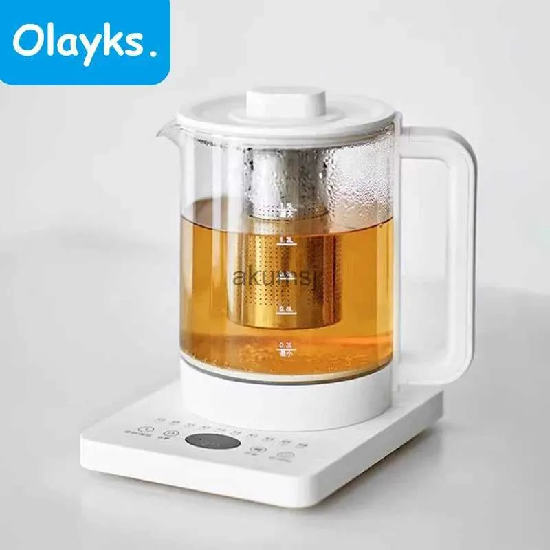 غلايات كهربائية Olayks 1.5L Electric Kettle Mini Health Pot المقلي 220 فولت أجهزة المطبخ المنزلية للحلويات التي تتخلى عن وعاء الطبخ الكهربائي الصغير YQ240109