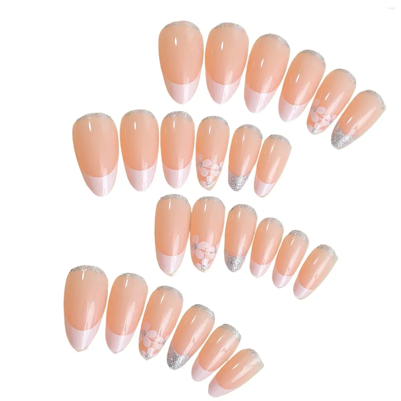 False Nails Nude With White Tip Almond Fake Lightweight And Easy To Stick Nail For Fingernail DIY Decoration