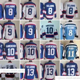 Movie Vintage Hockey 8 Teemu Selanne Jerseys CCM Embroidery 9 Bobby Hull 10 Dale Hawerchuk 13 Teemu Selanne 16 Laurie Boschman 27 Teppo Numminen 11 Koivu Jersey