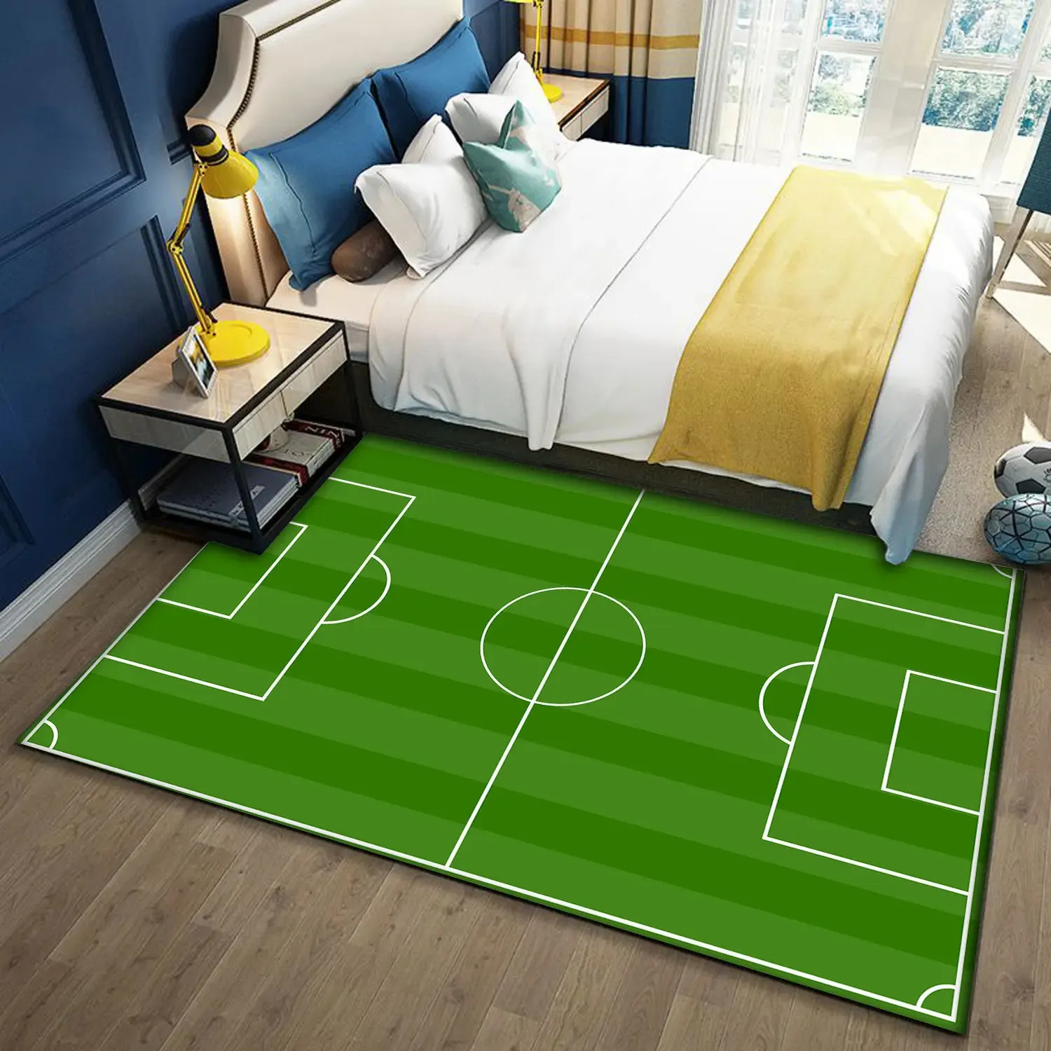 Cartoon Voetbalveld Gebied Tapijt Slaapkamer Woonkamer Antislip Tapijt Vloermat Deurmatten Grote Zachte Indoor Home Decoratie 240109