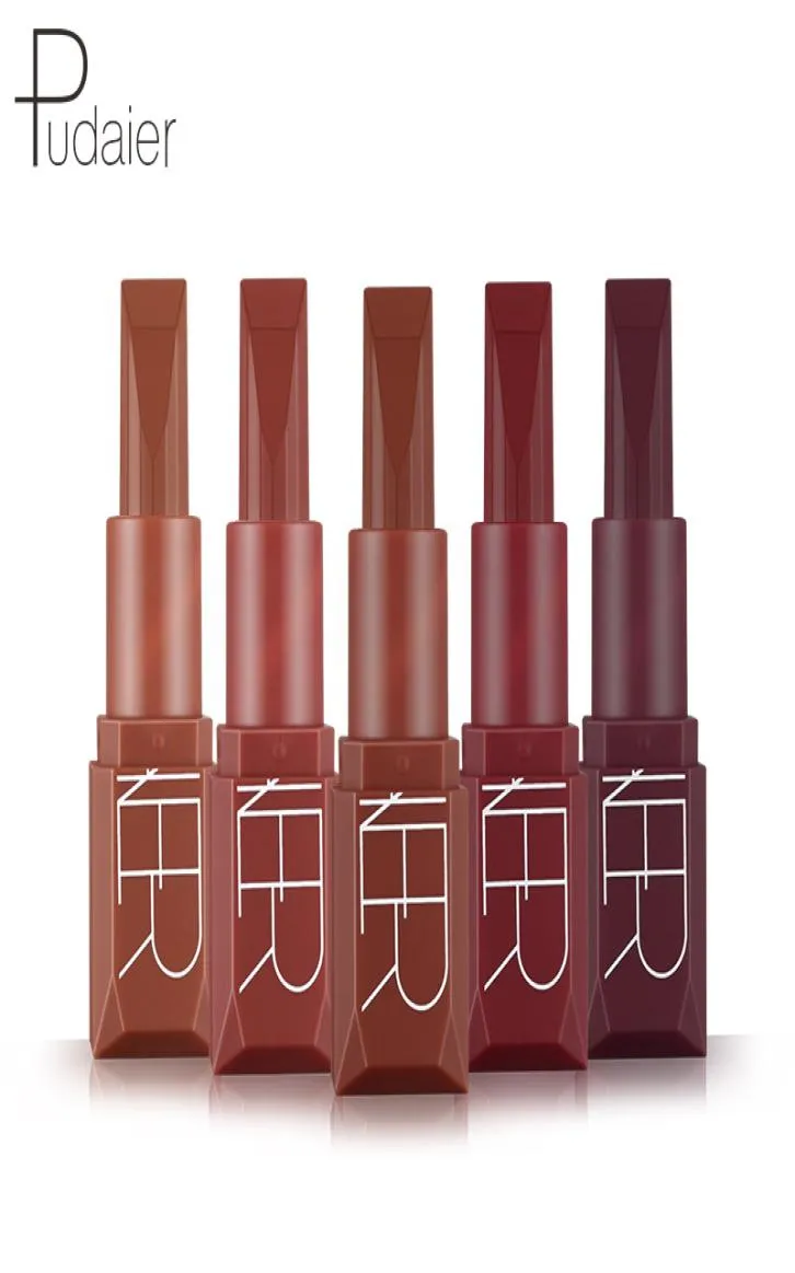 Marca pudaier batom fosco 5 cores à prova d' água veludo nude metálico matiz macio lipgloss lábios cosméticos maquiagem 2666482