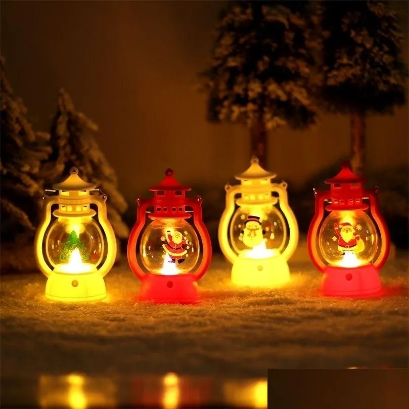 Outros suprimentos de festa de evento Decorações de brinquedo de Natal para casa lanterna LED vela chá luz velas enfeites de árvore de Natal Papai Noel Dhl2z