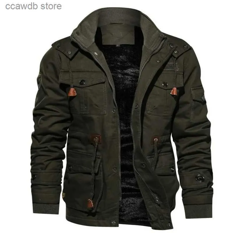 Men's Jackets Men Winter Jackets Military Coats Multi-pocket Cargo Jackets High Quality Male Cotton Casual Winter Coats Warm Parkas Size 6XL T240109