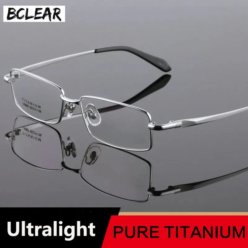 Bclear clássico óculos puro quadro masculino óculos de prescrição óptica leitura clara lente olho masculino espetáculo 240109