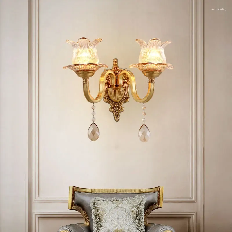 Lampes murales Contemporain Bronze Cuivre Lampe Salon Chambre Chevet LED Cristal Éclairage Étude Allée Escaliers Porche Simplicité Applique