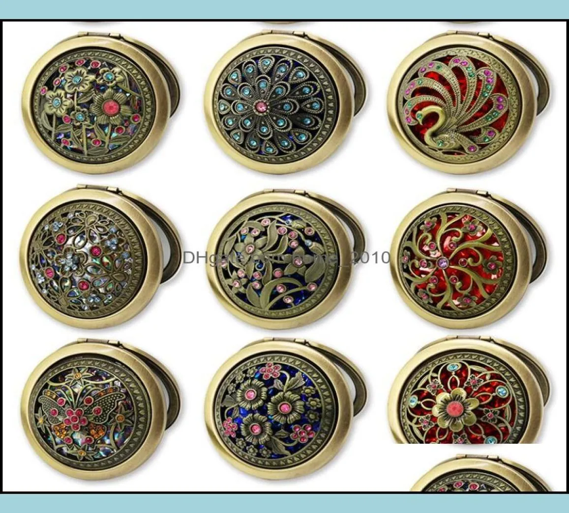 anthropologie miroir Décor Maison Jardinmini Rétro Style Vintage PapillonFleurPaon Maquillage Cosmétique Poche Compact Acier Inoxydable3996750