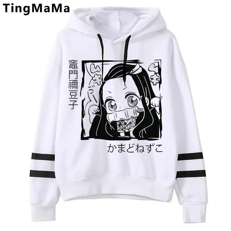 Felpe New Demon Slayer Anime Divertente Cartoon Felpe con cappuccio da uomo Oversize Kimetsu No Yaiba Felpa Casual Tanjiro Kamado Graphic Felpa con cappuccio da uomo