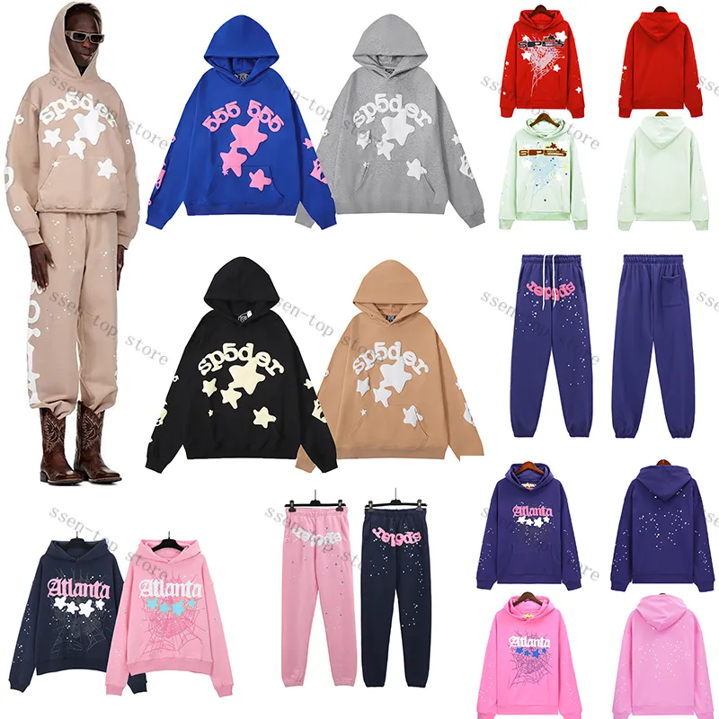 Sp5der Designer Hoodies Young Thug Hiphop Men Women Hoodie High Quality Foam Print Spider Web Graphic Pink Sweatshirts Pullovers 555555