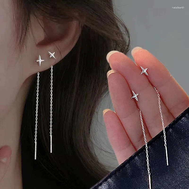 Dingle örhängen 2024 Trend Long Wire Tassel Thread Chain Climb Star Heart Pendants Drop Women's Straight Hanging Earings Jewelry