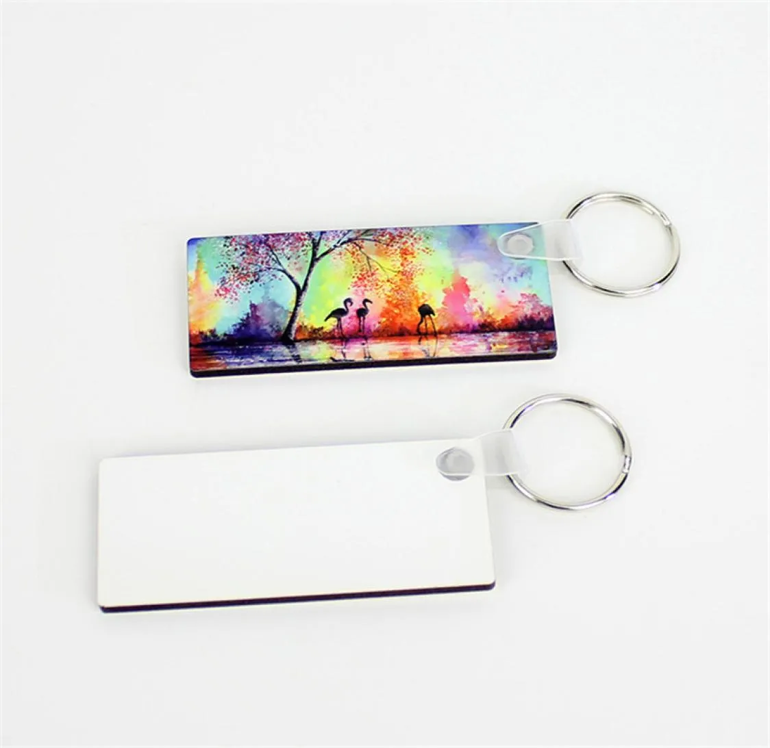 Sublimering DIY Keychain Party Square Blank Key Ring Heat Transfer Wood Keys Pendant Wedding Presents to Guest3524084