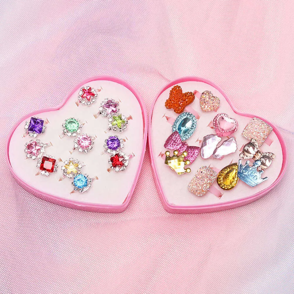 Schmuckring für Kinder, Mädchen, Prinzessin, verstellbare Öffnung, bunter Diamant, niedliches Spielzeug, Geschenk, Prinz